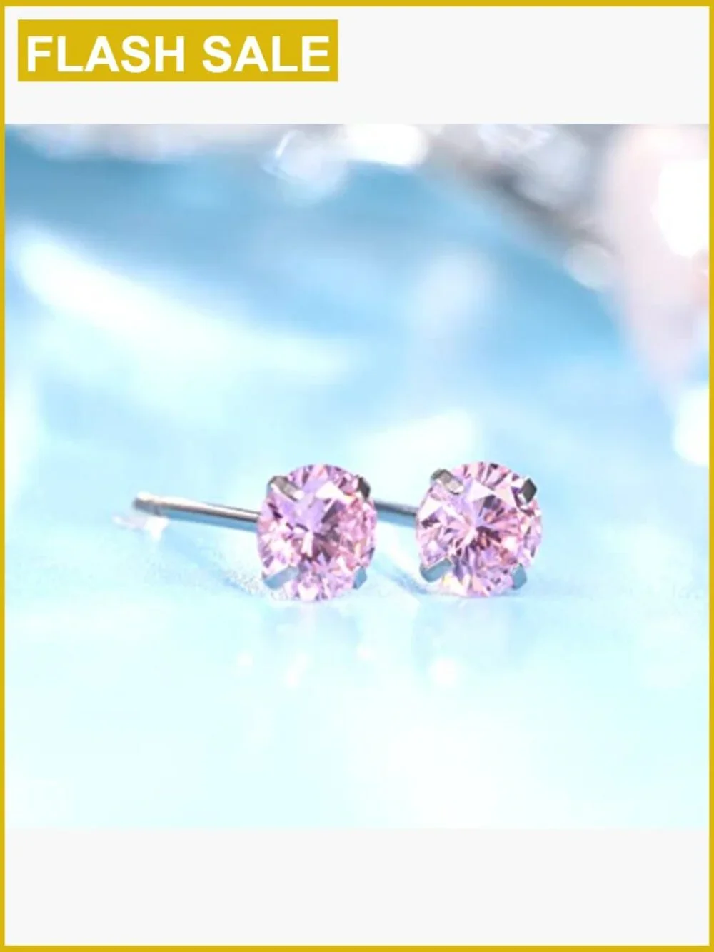 Hypoallergenic Titanium Stud Earrings with CZ Diamonds, Sensitive Ears